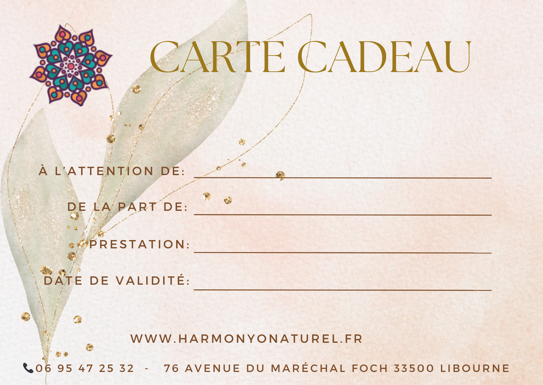 Carte cadeau massage bien-être à Libourne